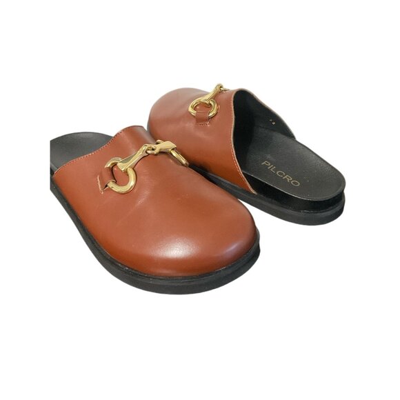 PILCRO ANTHROPOLOGIE Women Horsebit Buckle Clogs in Brown size 38 (US 8) - Picture 1 of 8